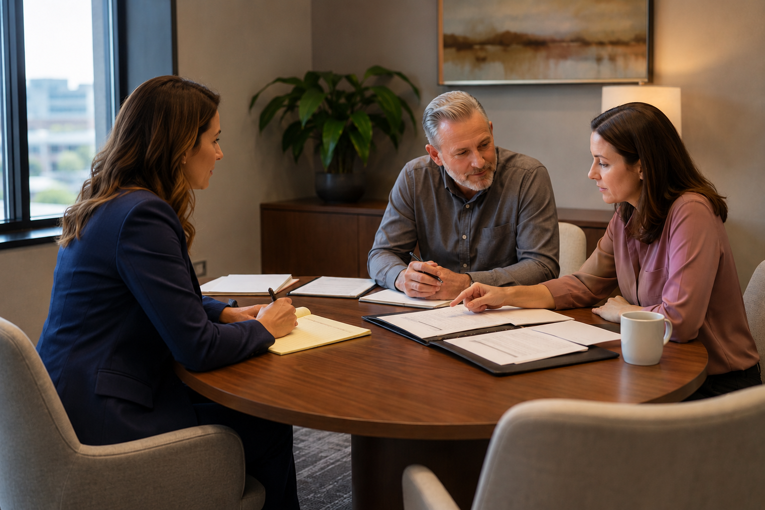 Divorce mediator helping former spouses build long-term cooperation after divorce